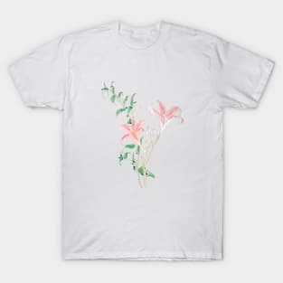 vintage orange daylily ink watercolor T-Shirt